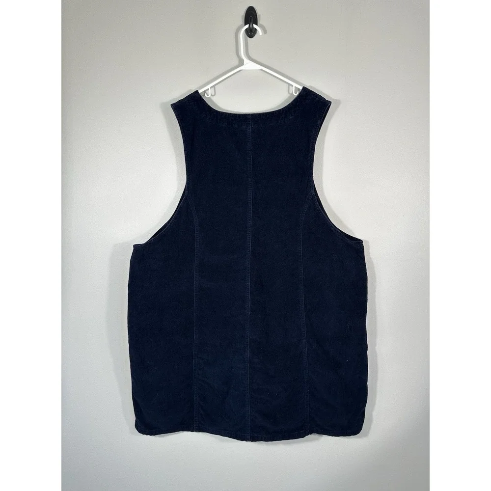 Vtg Eric Charles Pinafore Dress Womens 3X Blue Corduroy Cottage Jumper 90s - Picture 2 of 10